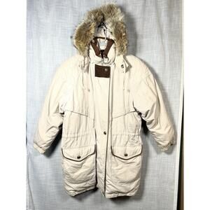 Vtg Cyclone Down Fur Hooded Winter Jacket Puffy Long Women’s Sz Small